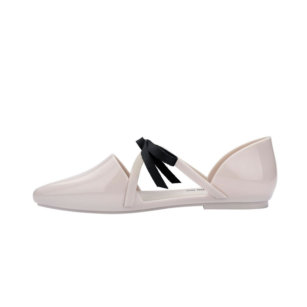 Melissa Pointy Stripe Jason Wu Ad Beige White Baleriny Damskie Beżowe