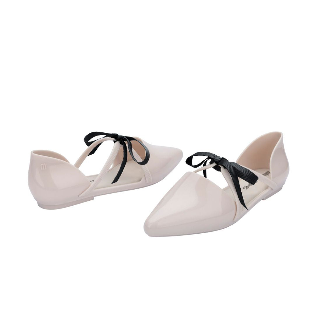 Melissa Pointy Stripe Jason Wu Ad Beige White Baleriny Damskie Beżowe