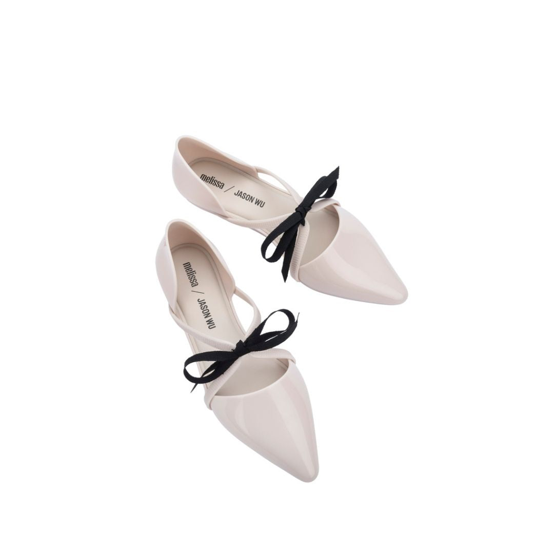 Melissa Pointy Stripe Jason Wu Ad Beige White Baleriny Damskie Beżowe