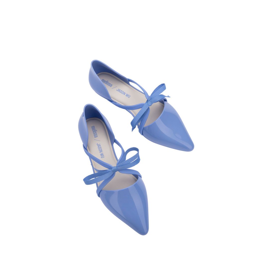 Melissa Pointy Stripe Jason Wu Ad Opaque Blue Baleriny Damskie Niebieskie