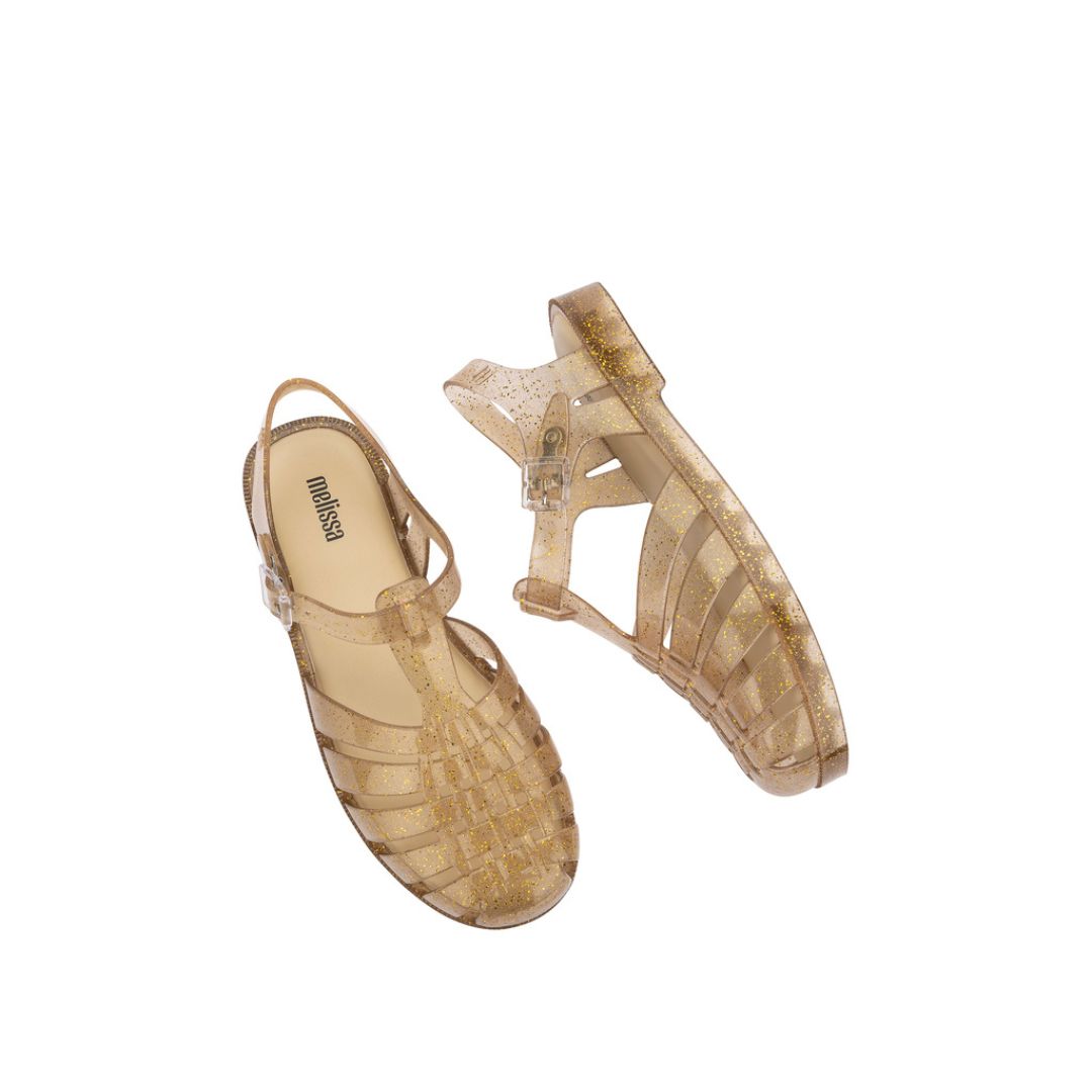 Melissa Possession Shiny AD Gold Glitter Sandały Damskie Złote Brokat