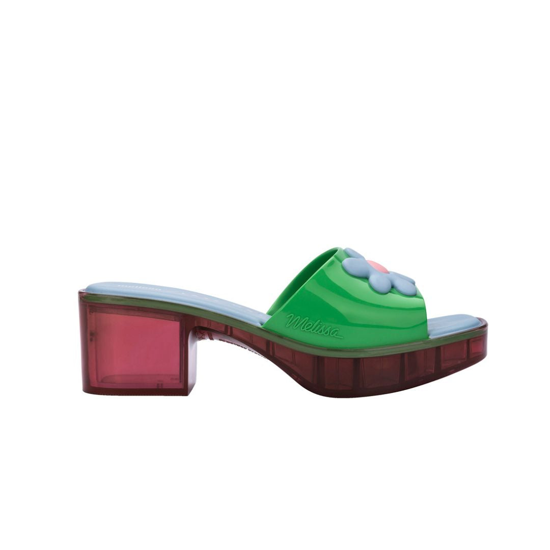 Melissa Shape + Lazy Oaf Ad Pink Green Blue Klapki Na Obcasie Damskie Wielokolorowe