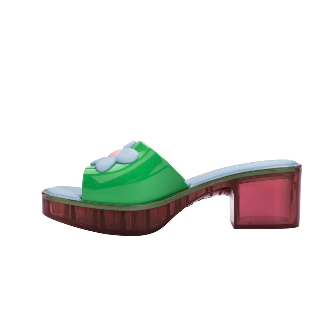 Melissa Shape + Lazy Oaf Ad Pink Green Blue Klapki Na Obcasie Damskie Wielokolorowe