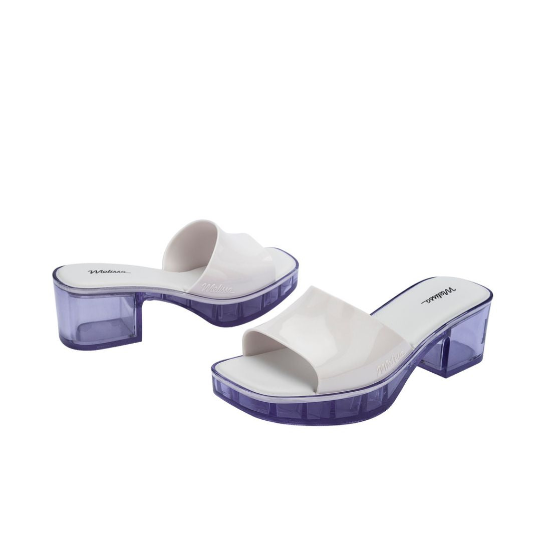 Melissa Shape Ad White Clear Klapki Damskie Na Obcasie Białe