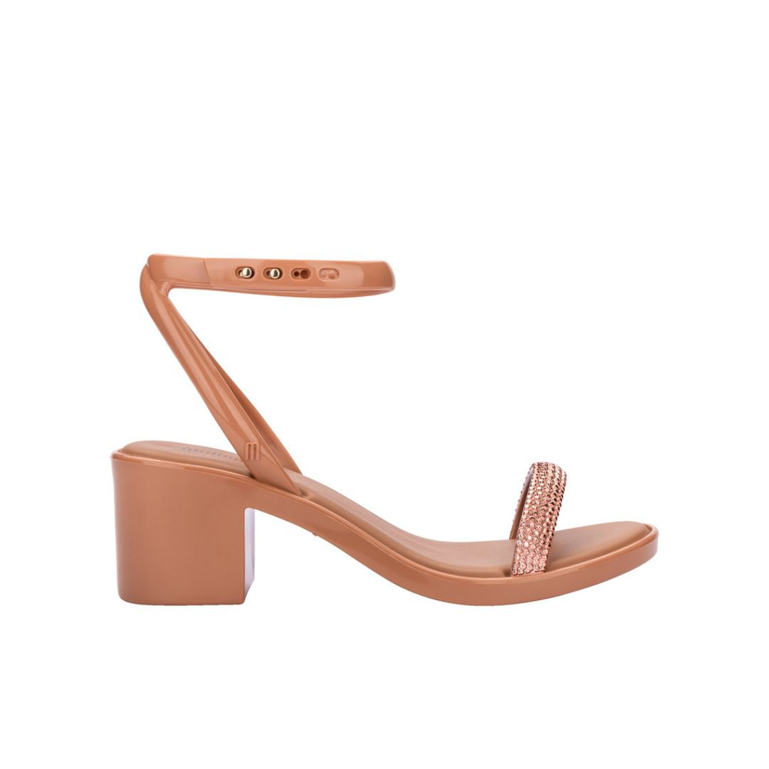 Melissa Lady Shiny Heel Ad Soft Brown Sandały Na Obcasie Damskie Brązowe