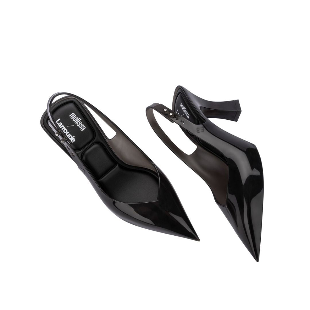 Melissa Slingback Heel + Larroude Ad Black Transparent Szpilki Damskie Czarne