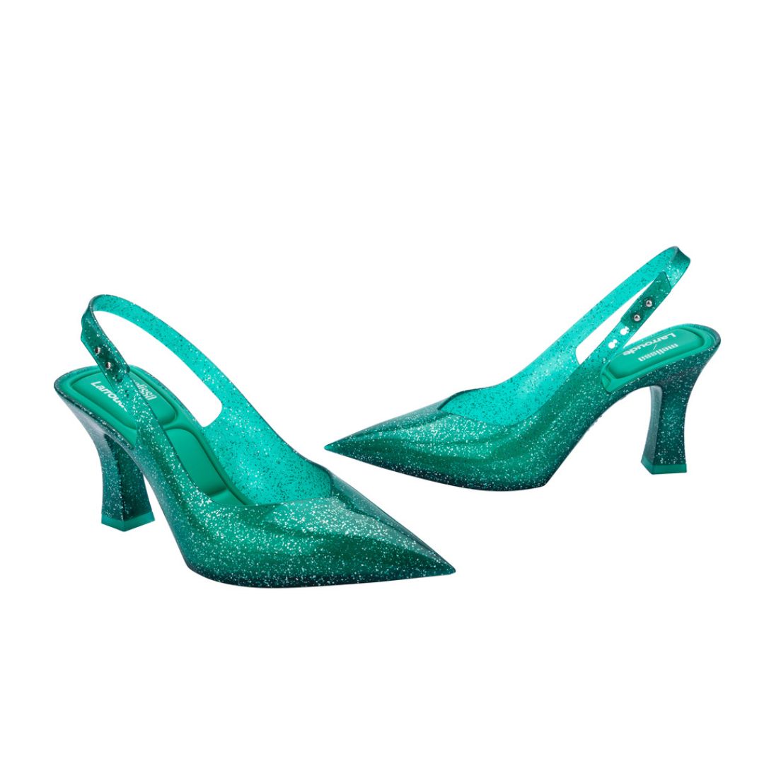 Melissa Slingback Heel + Larroude Ad Green Szpilki Damskie Zielone