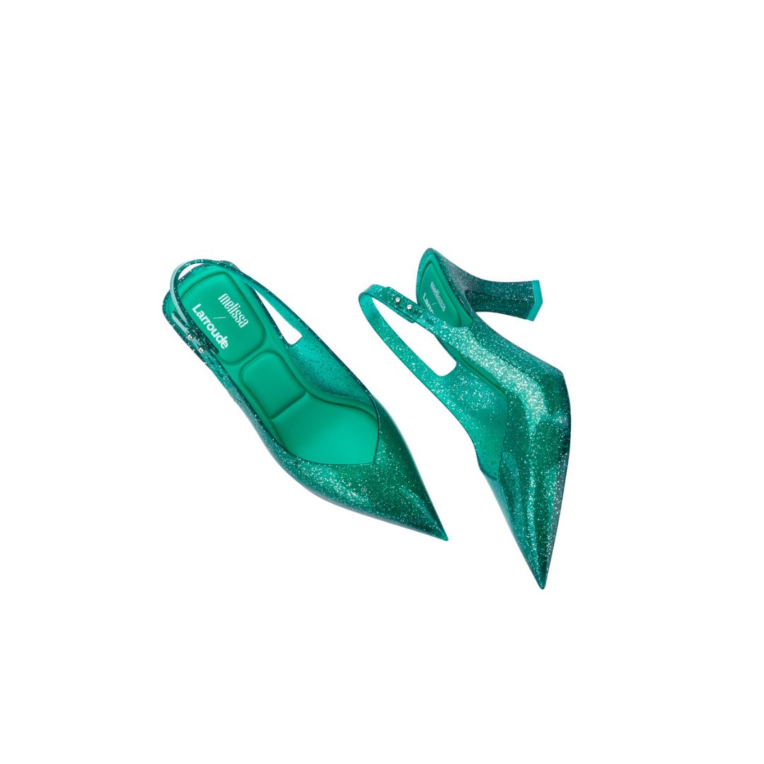 Melissa Slingback Heel + Larroude Ad Green Szpilki Damskie Zielone