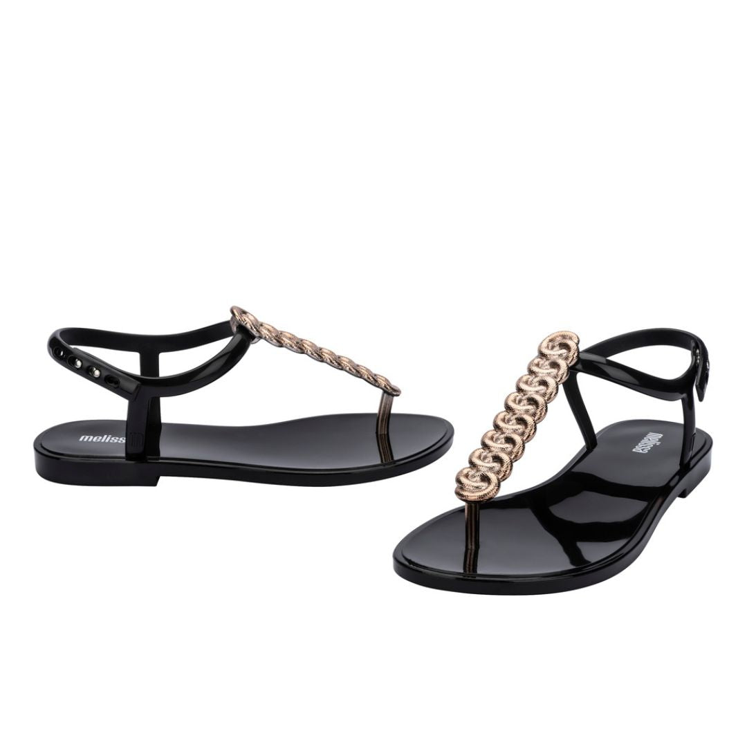 Melissa Strass Ad Black Gold Sandały Damskie Czarne