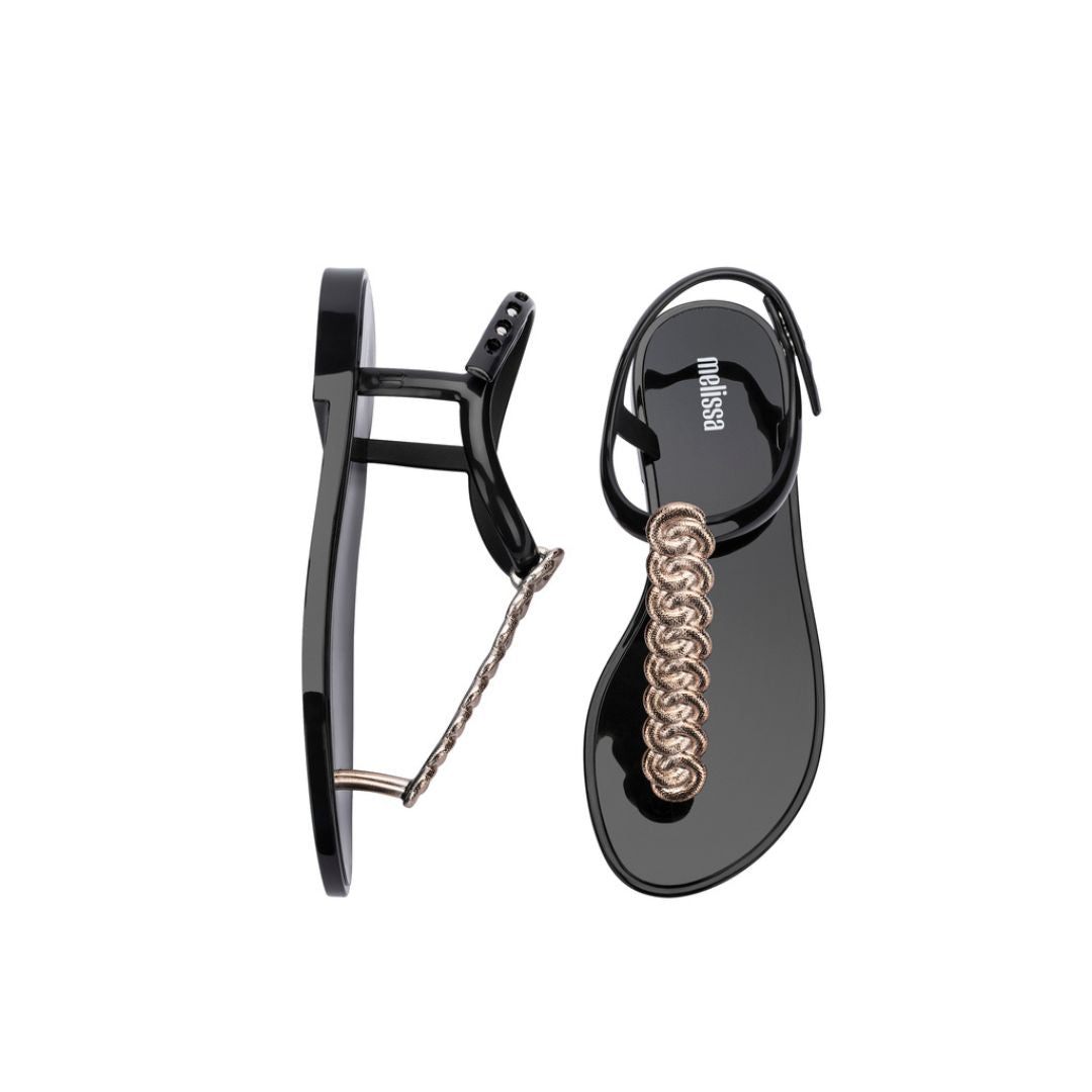 Melissa Strass Ad Black Gold Sandały Damskie Czarne