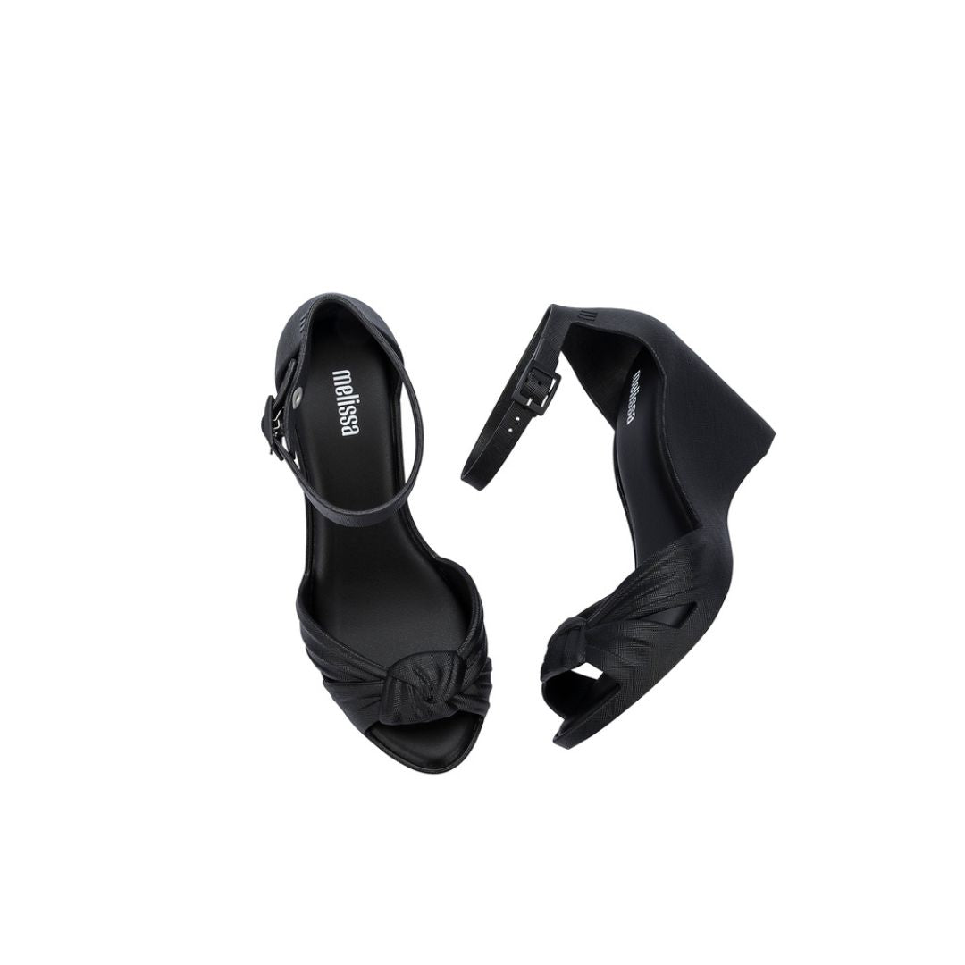 Melissa Velvet Wedge Ad Black Buty Damskie Na Koturnie Czarne