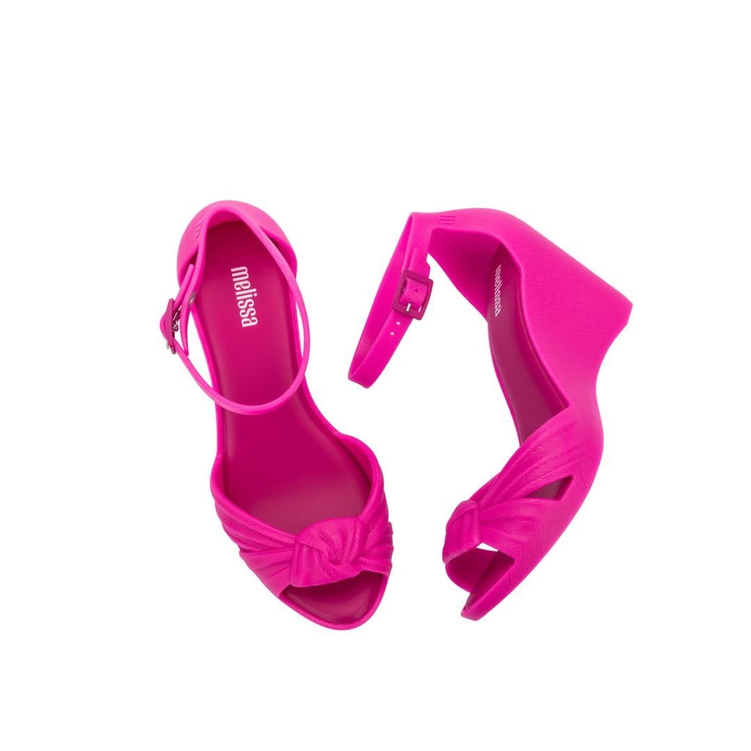 Melissa Velvet Wedge Ad Pink Buty Damskie Na Koturnie Różowe