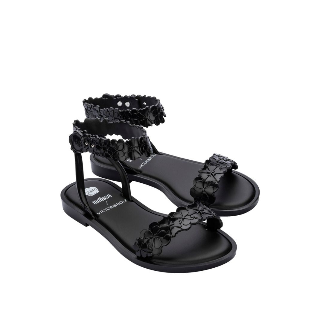 Melissa Lady Wave Sandal Blossom + Victor and Rolf Black Sandały Damskie Czarne