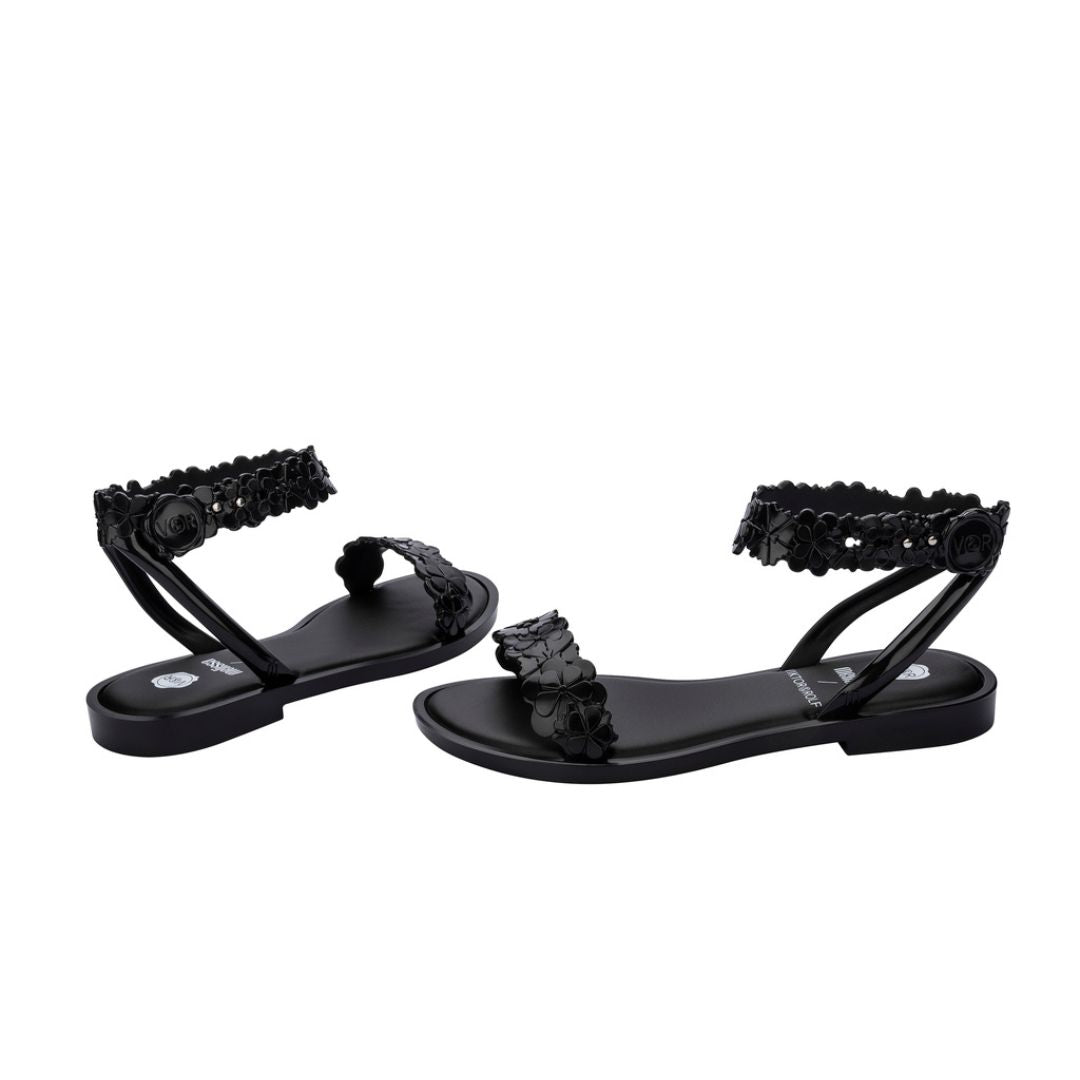 Melissa Lady Wave Sandal Blossom + Victor and Rolf Black Sandały Damskie Czarne