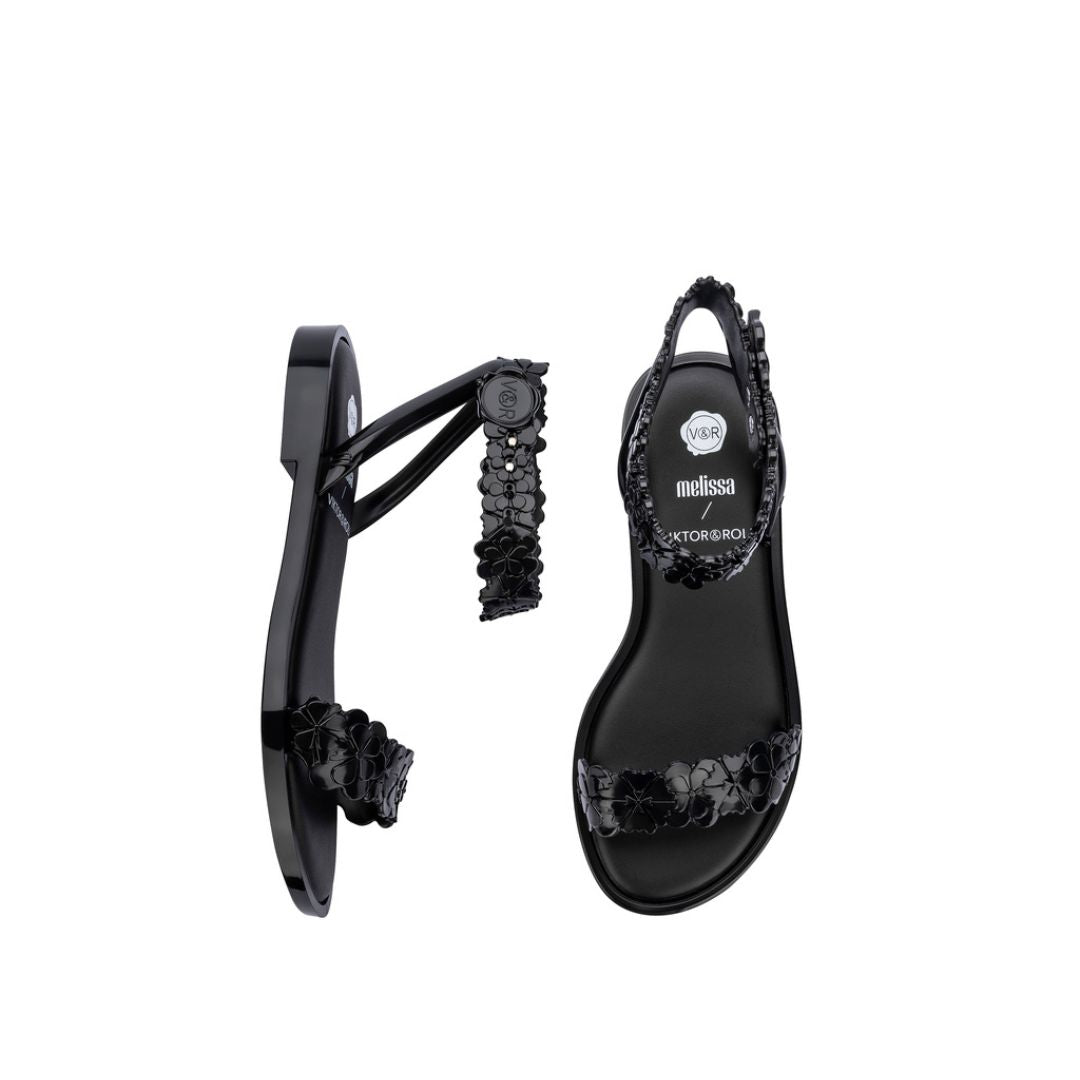 Melissa Lady Wave Sandal Blossom + Victor and Rolf Black Sandały Damskie Czarne