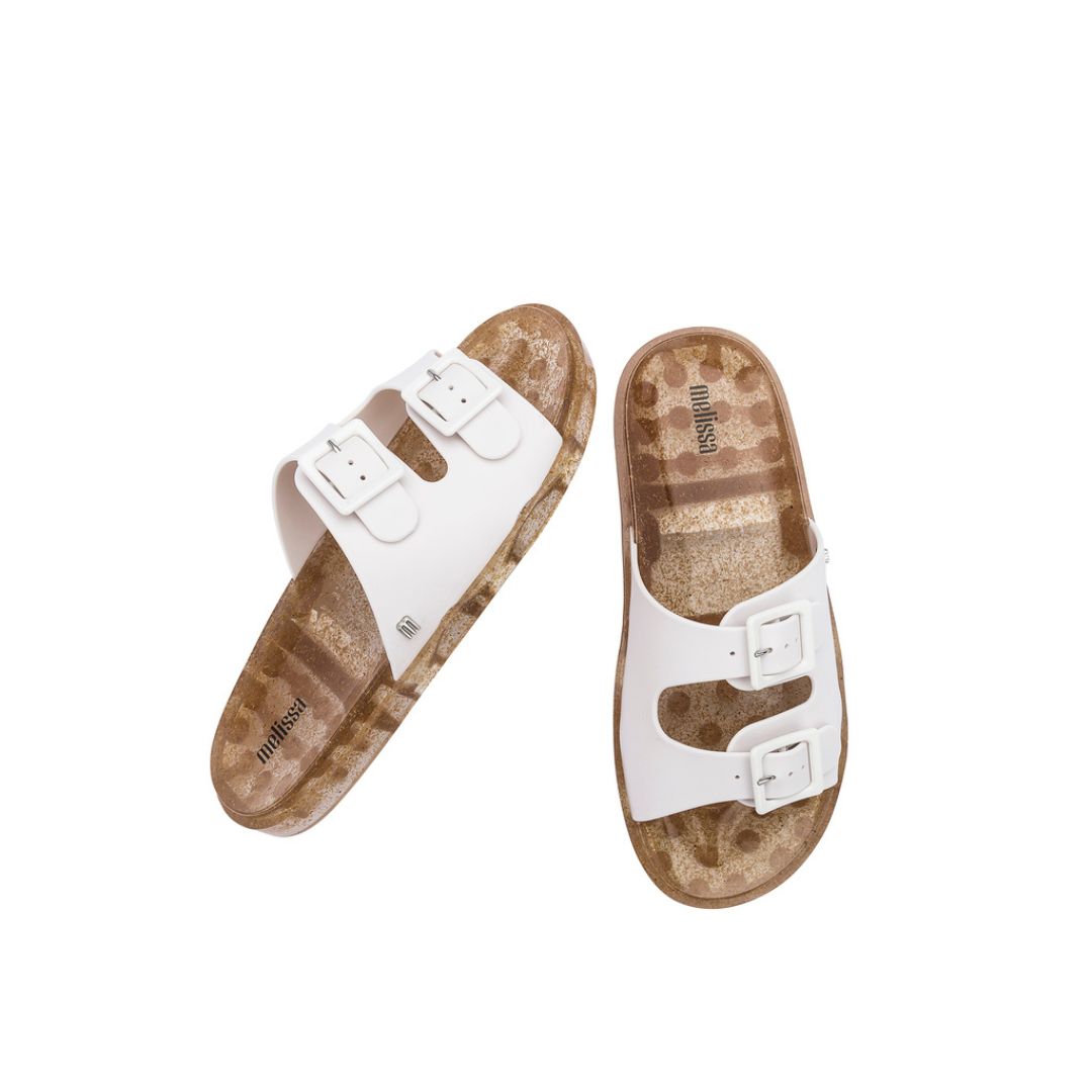 Melissa Wide Ad White Beige Transparent Klapki Damskie Białe