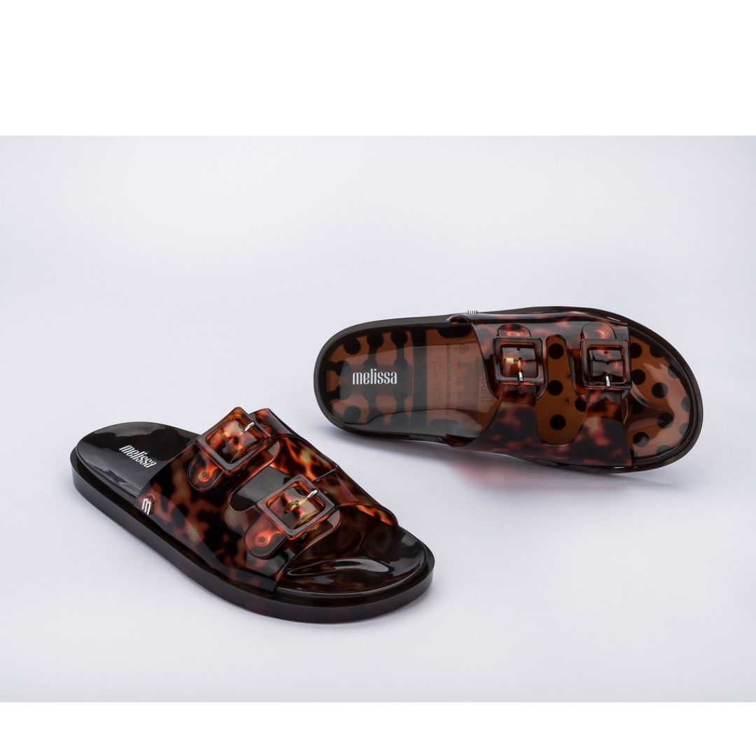 Melissa Wide Ad Black Tortoise Klapki Damskie Czarne