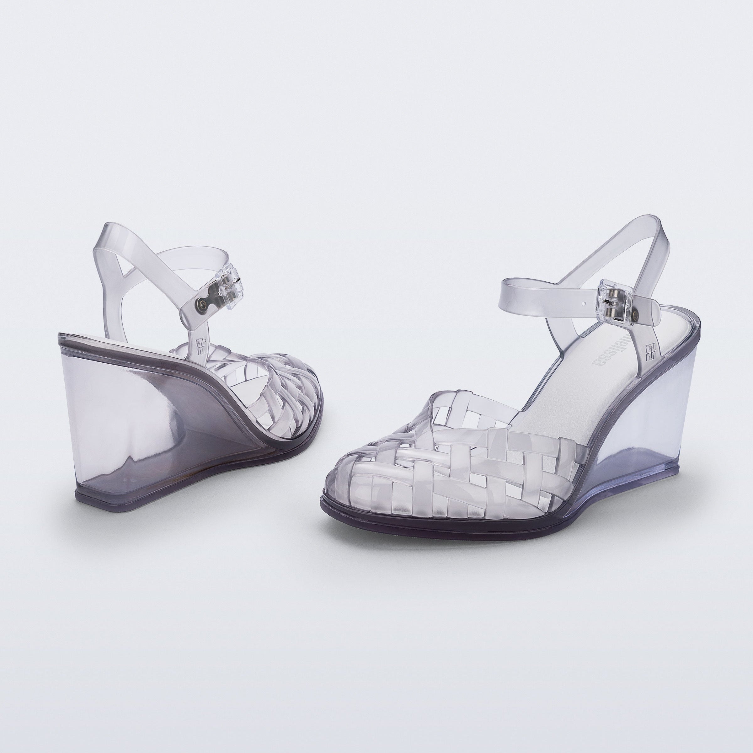 Melissa Agata AD Grey / White Klapki Damskie Na Obcasie Szare