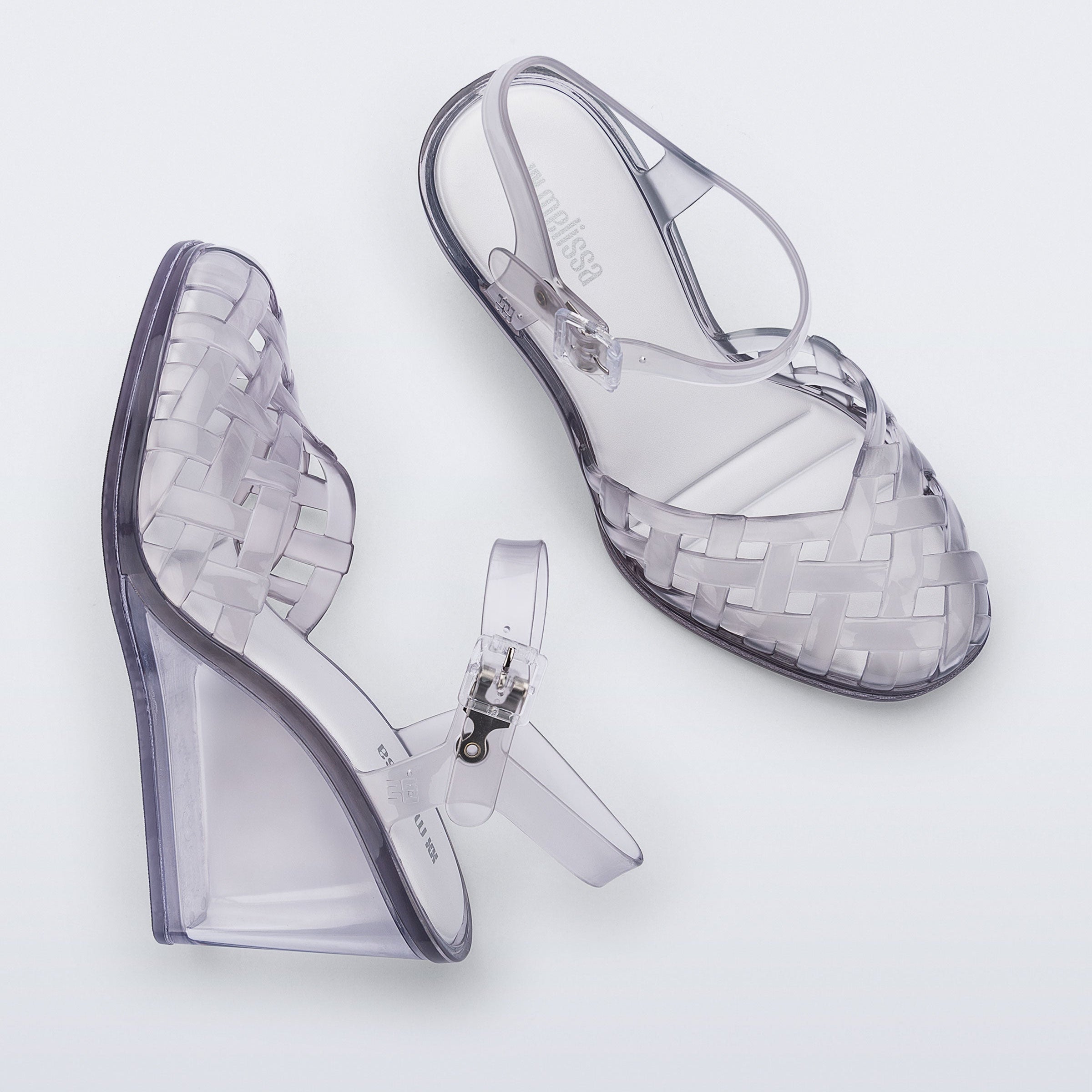 Melissa Agata AD Grey / White Klapki Damskie Na Obcasie Szare