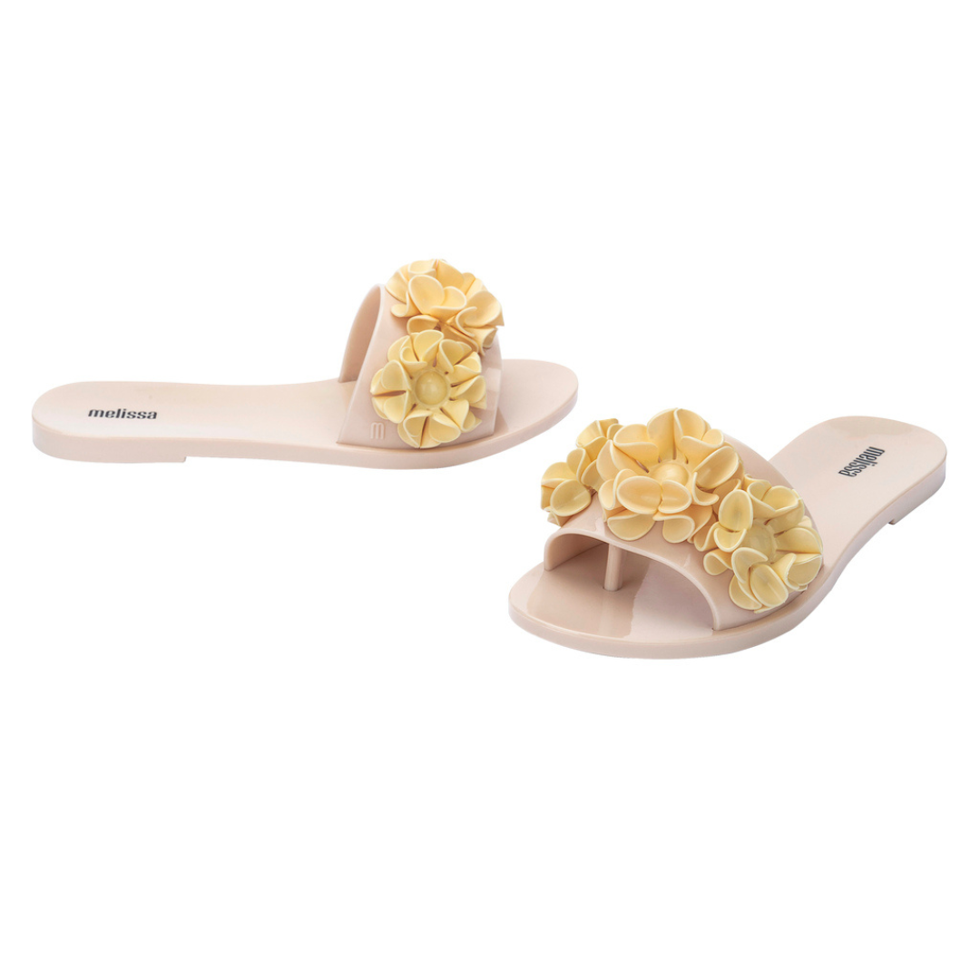 Melissa Babe Springtime Ad Beige/Yellow Klapki Damskie Beżowe