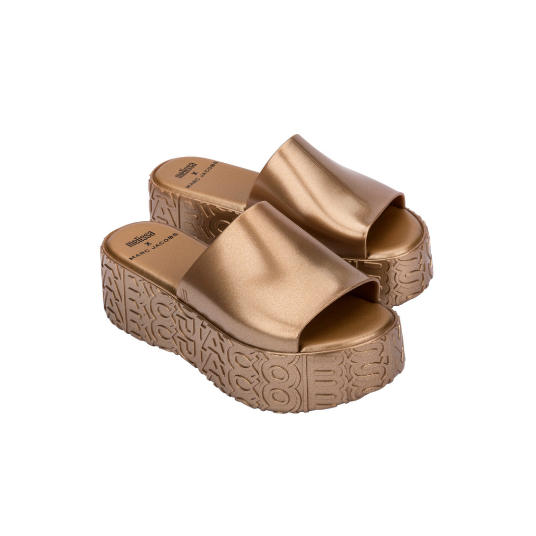 Melissa Becky + Marc Jacobs AD Gold Klapki Damskie Na Platformie Złote