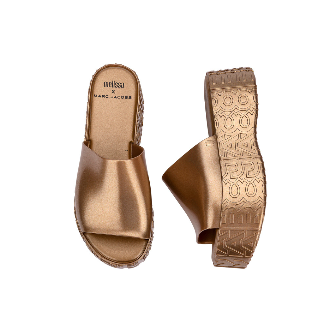Melissa Becky + Marc Jacobs AD Gold Klapki Damskie Na Platformie Złote