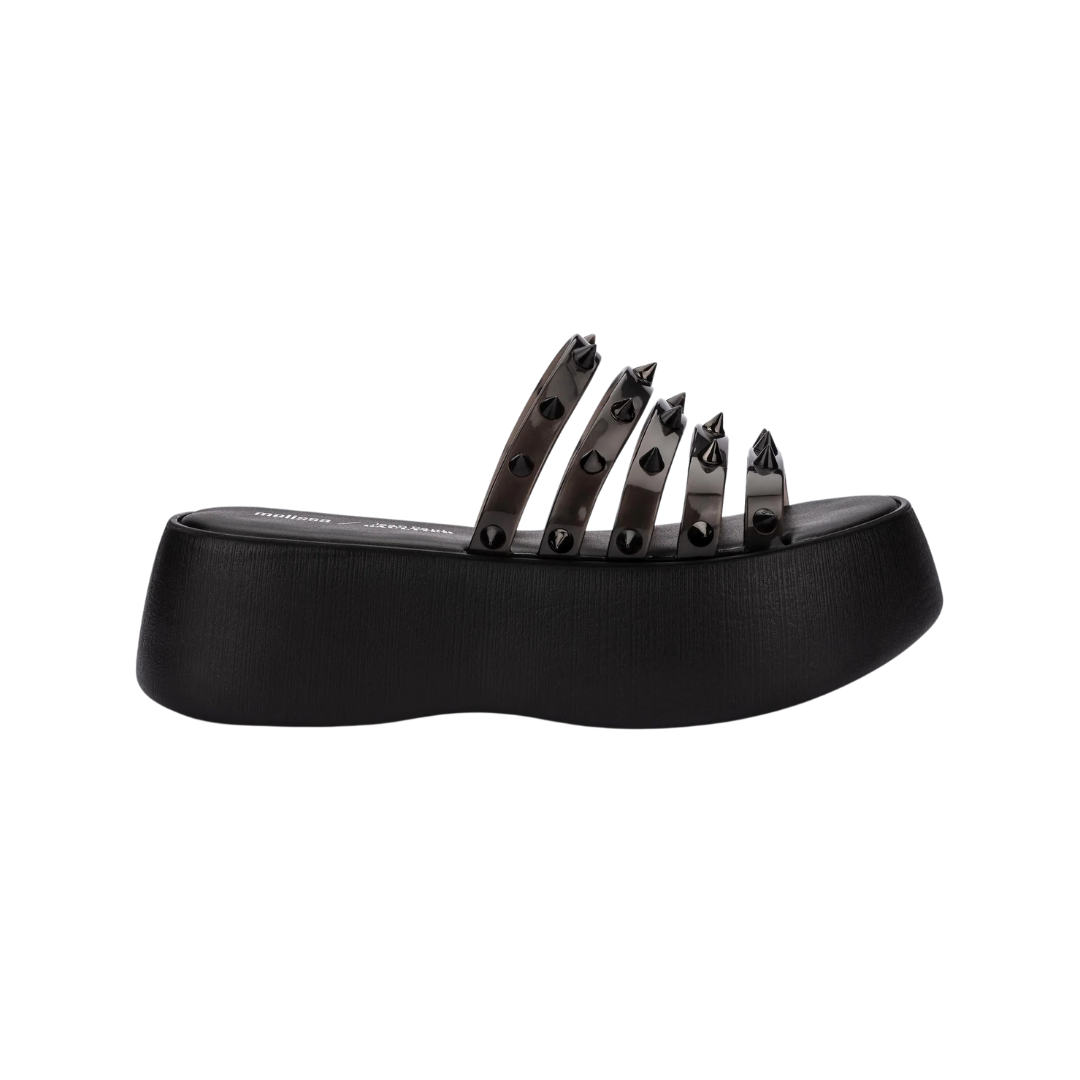 Melissa Becky Punk Love + Jean Paul Black/Clear Black Klapki Damskie Na Platformie Czarne