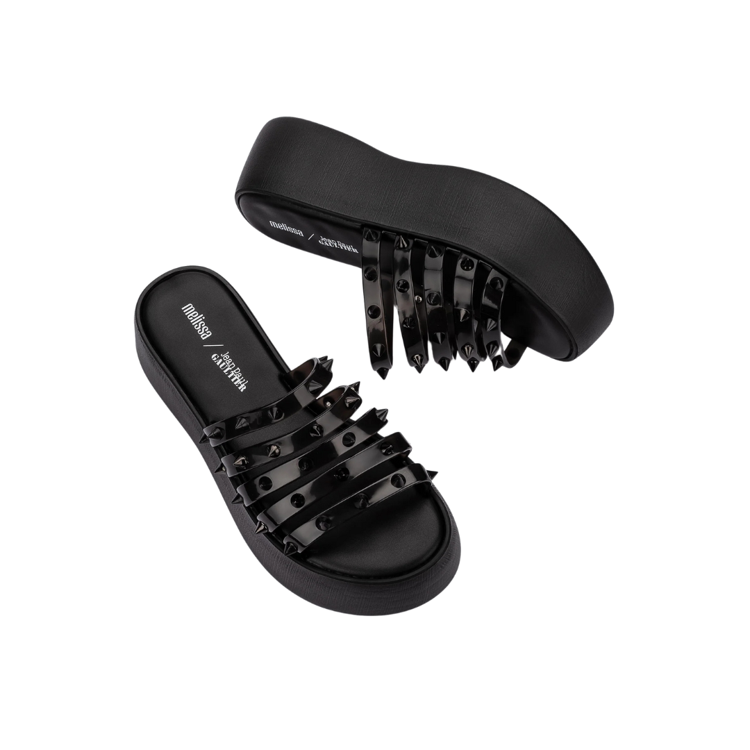 Melissa Becky Punk Love + Jean Paul Black/Clear Black Klapki Damskie Na Platformie Czarne