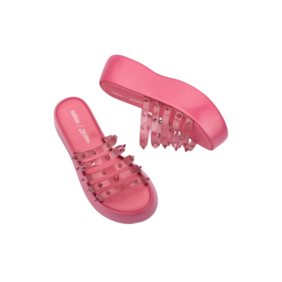 Melissa Becky Punk Love + Jean Paul Pink/Transparent Klapki Damskie Na Platformie Różowe