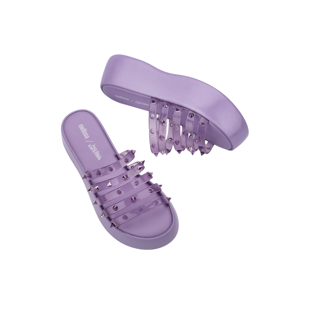 Melissa Becky Punk Love + Jean Paul Violet/Clear Lilac Klapki Damskie Na Platformie Fioletowe