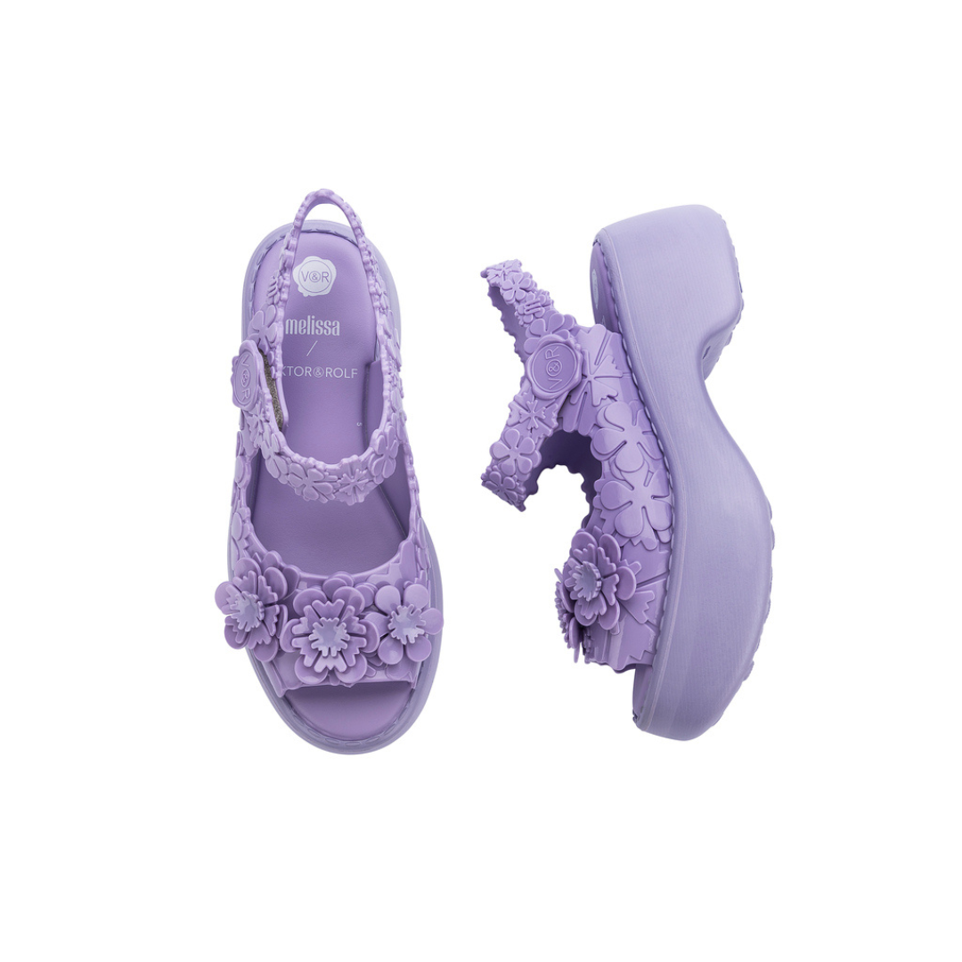 Melissa Blossom + Victor And Rolf Lilac Sandały Damskie Na Platformie Fioletowe