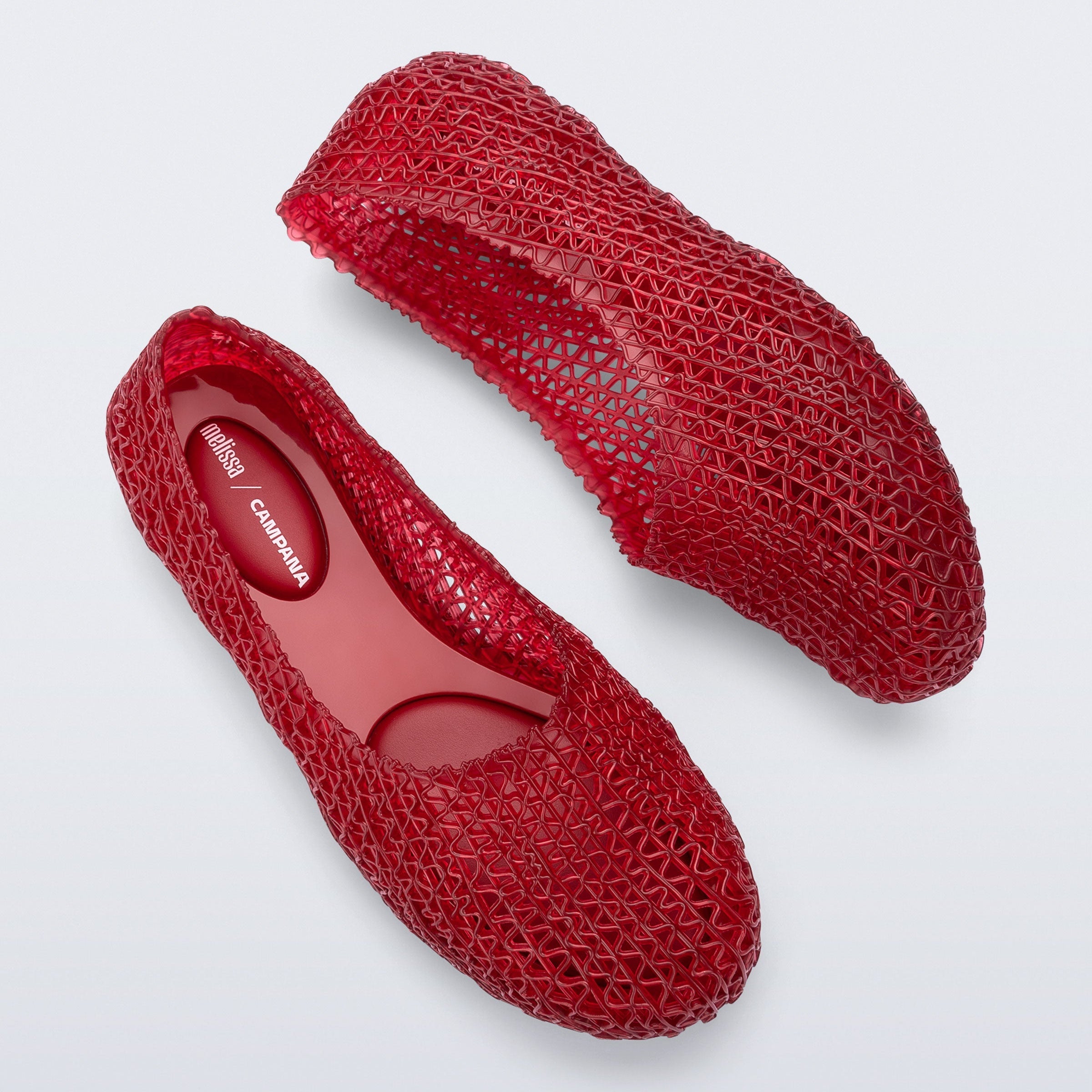 Melissa Campana Papel Hug AD Transparent Red Baleriny Damskie Czerwone