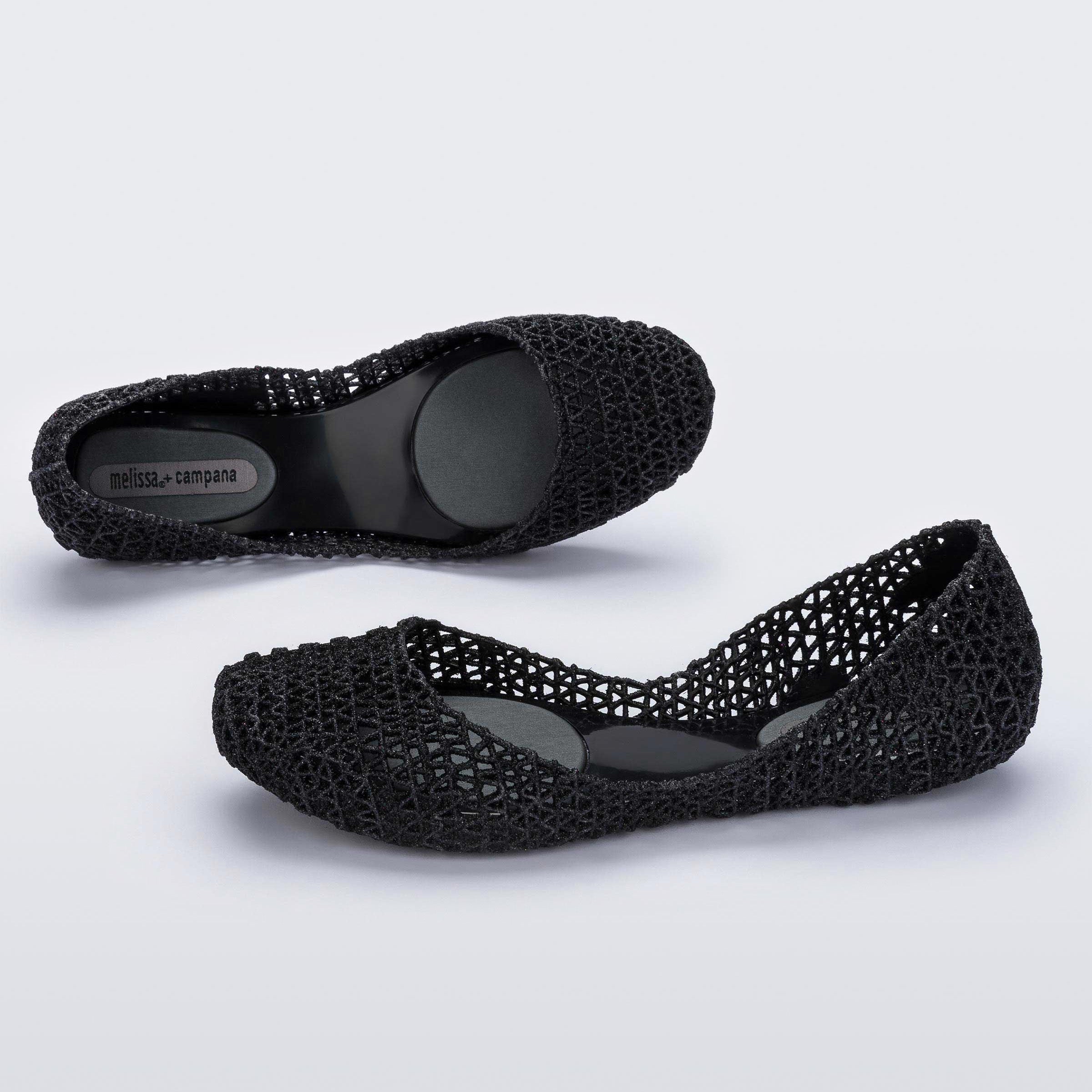 Melissa Campana Papel VII AD Black Glitter Baleriny Damskie Czarne