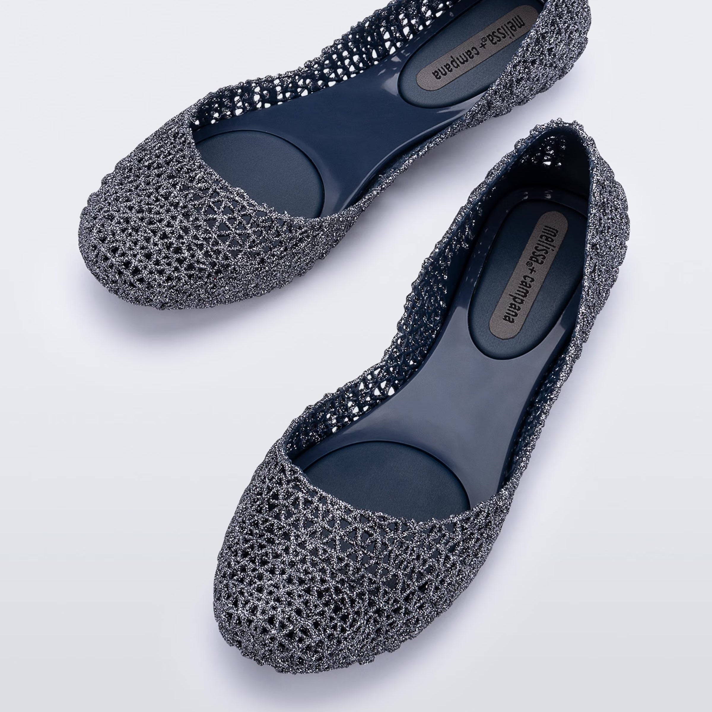 Melissa Campana Papel VII AD Grey Glitter Baleriny Damskie Szare Brokat