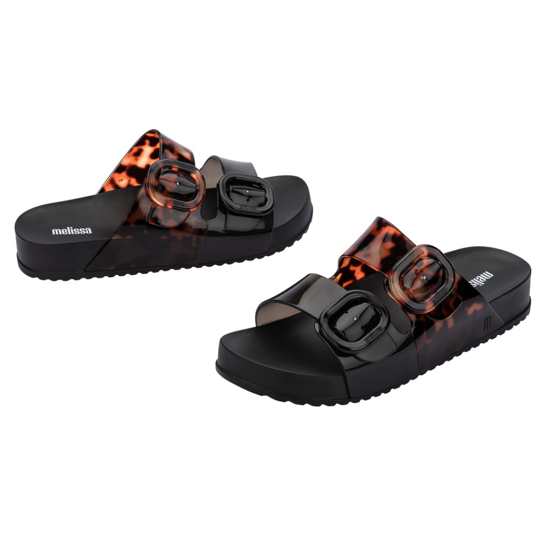 Melissa Cozy Slide Ad Black/ Clear Tortoise Klapki Damskie Czarne