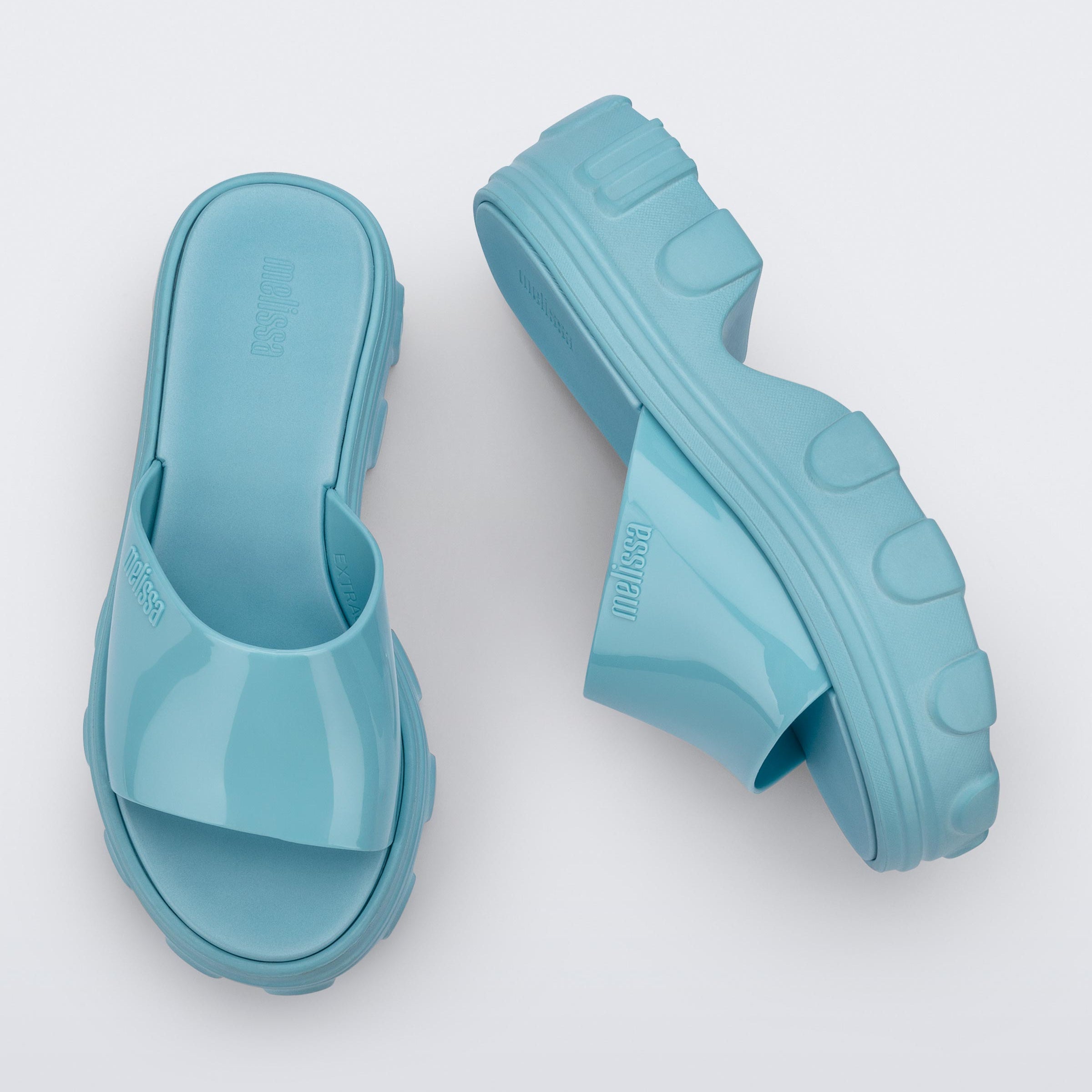Melissa Ella Slide Light Blue Klapki Na Platformie Damskie Niebieskie