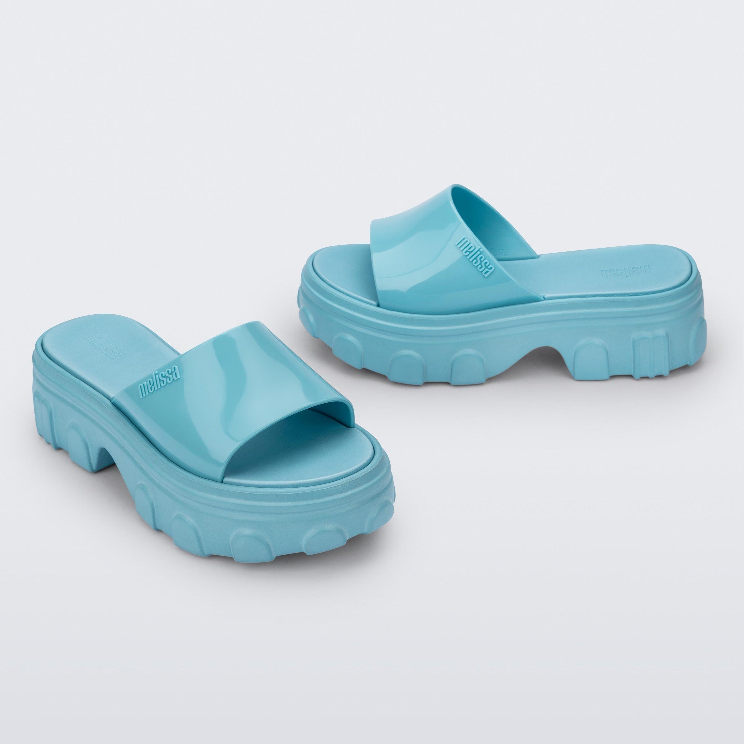 Melissa Ella Slide Light Blue Klapki Na Platformie Damskie Niebieskie