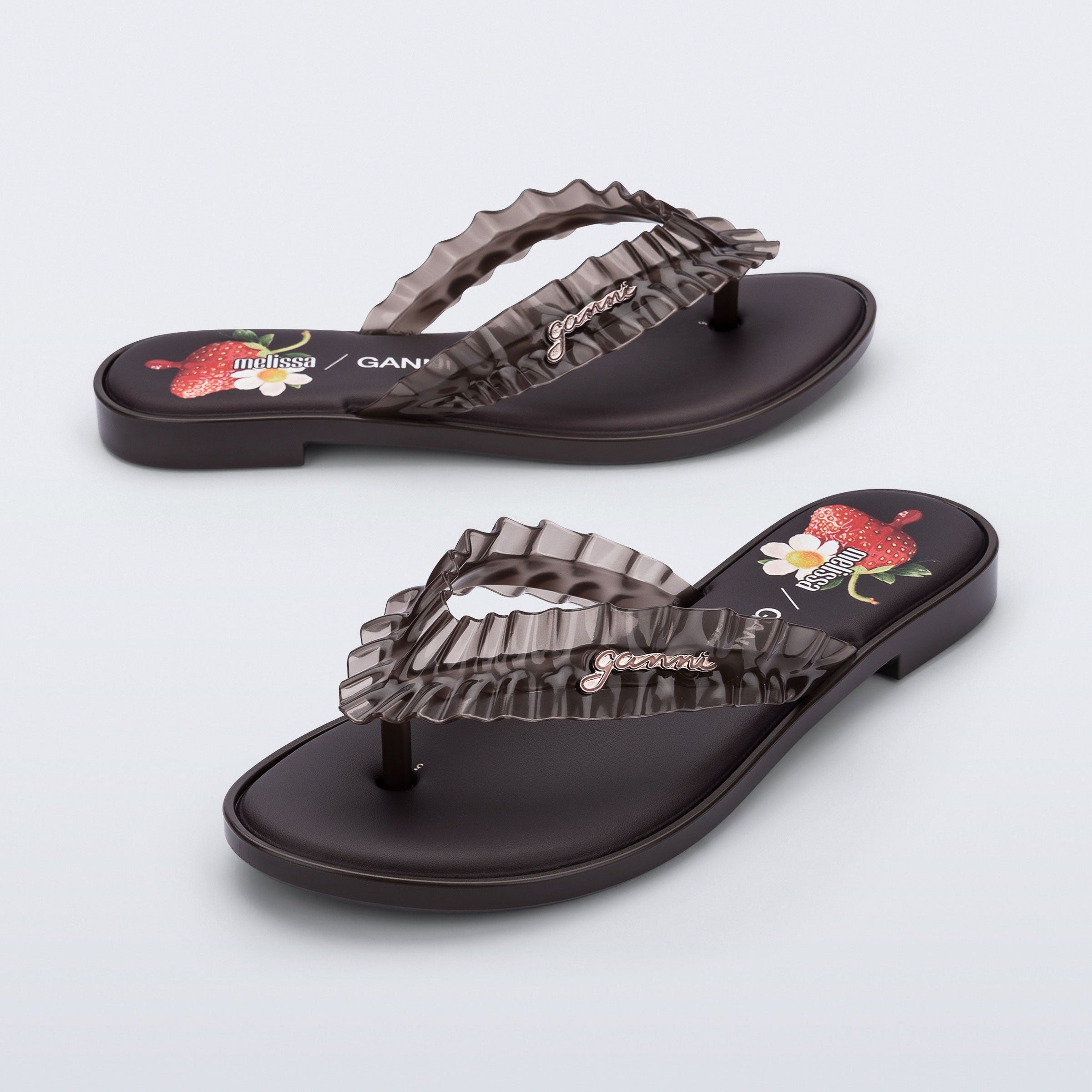 Melissa Flip Flop Slim + Ganni AD Brown Klapki Damskie Brązowe