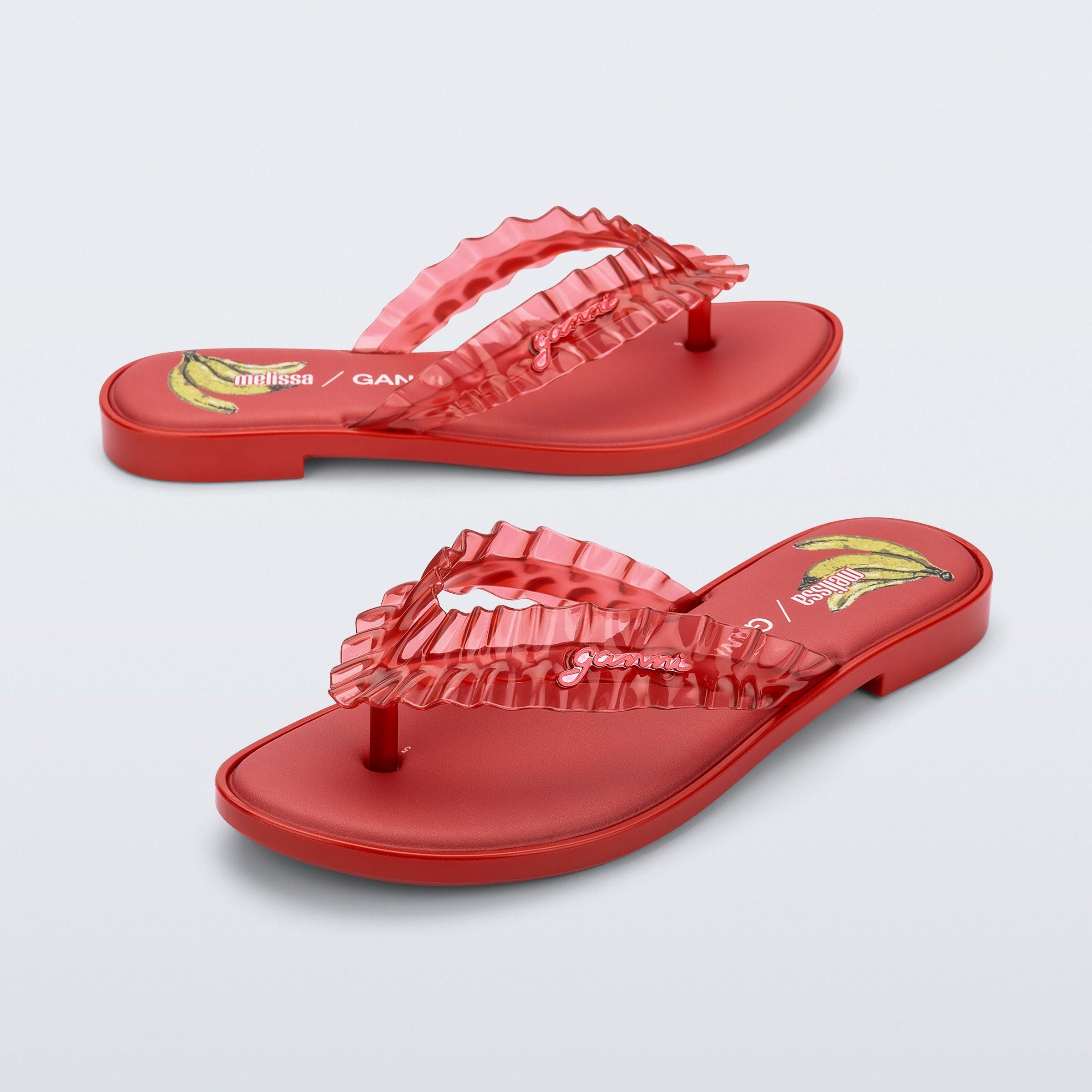 Melissa Flip Flop Slim + Ganni AD Red Klapki Damskie Czerwony