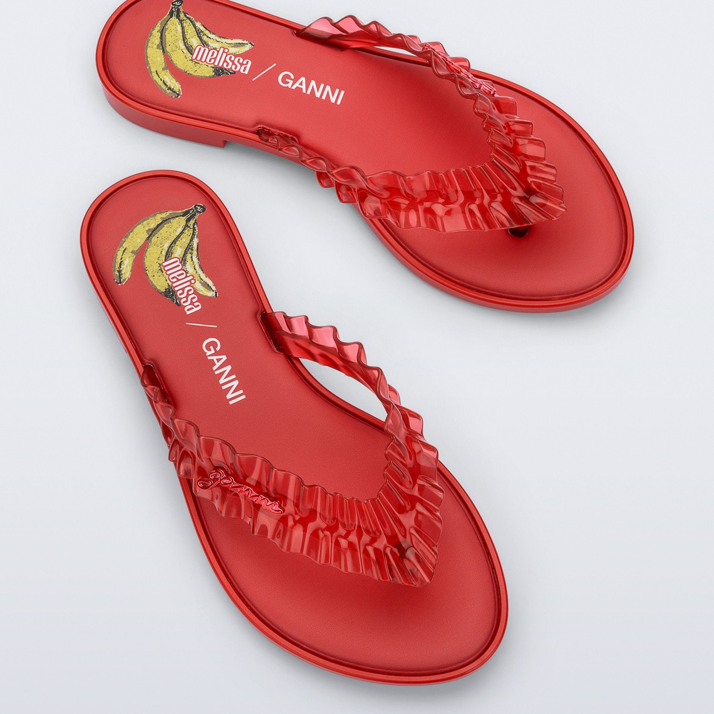 Melissa Flip Flop Slim + Ganni AD Red Klapki Damskie Czerwony