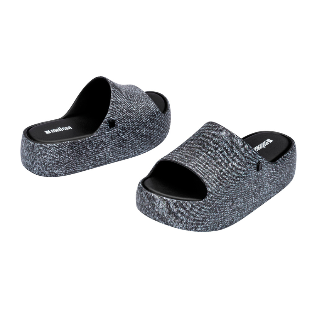 Melissa Free Platform Slide Denim AD Black Jeans Klapki Damskie Na Platformie Czarne