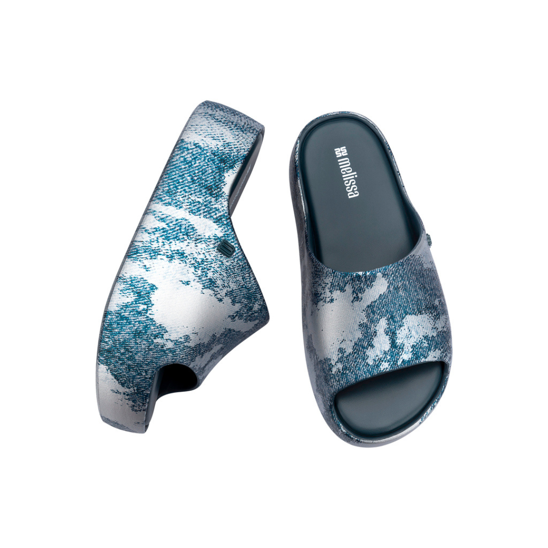 Melissa Free Platform Slide Denim AD Jeans Blue Klapki Damskie Na Platformie Niebieskie