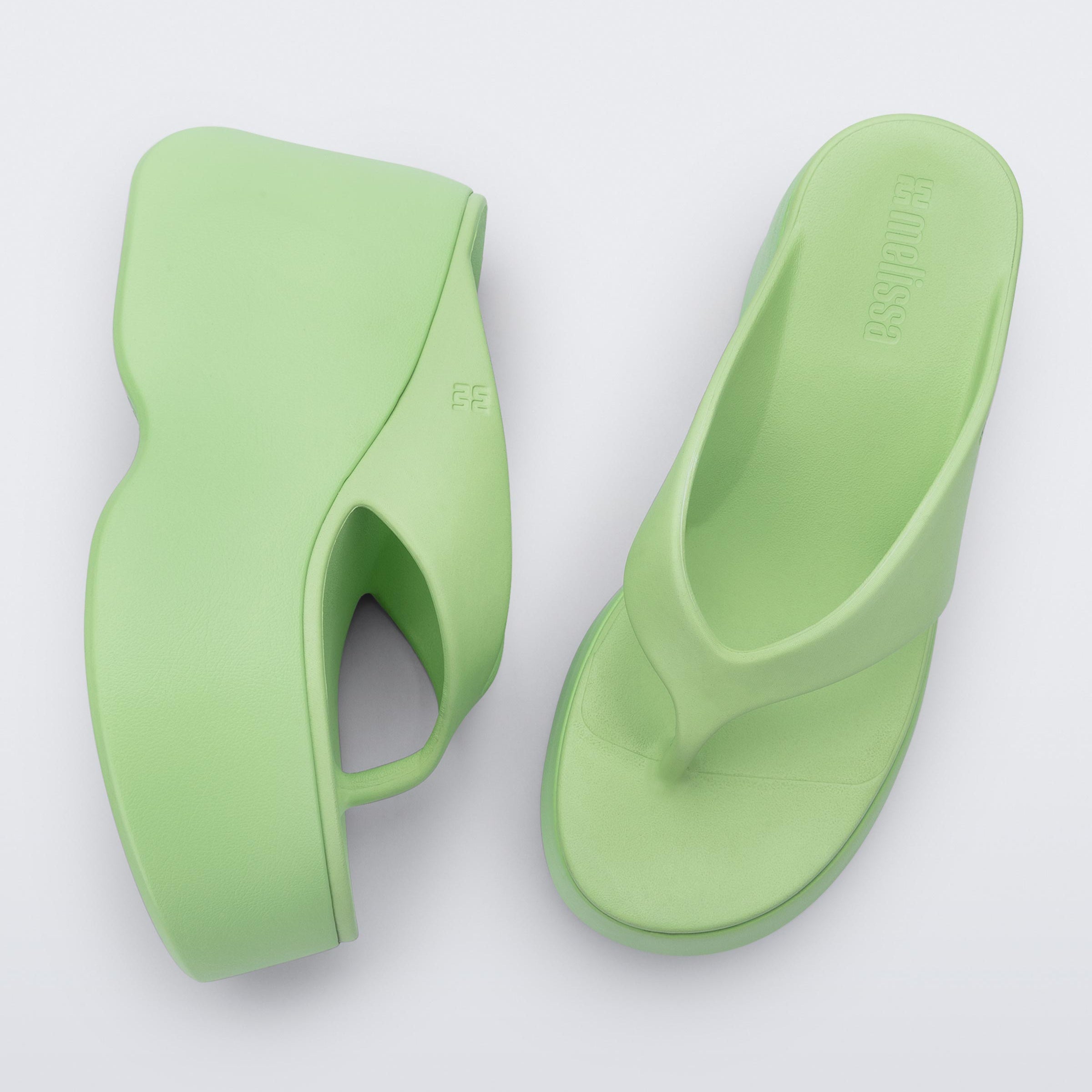 Melissa Free Thong Wedge AD Green Klapki Na Platformie Damskie Zielone