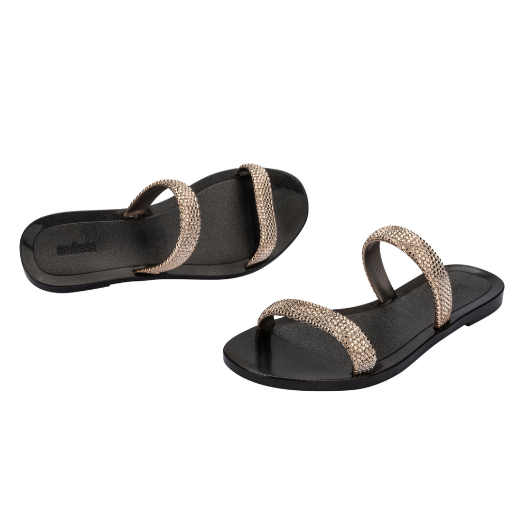 Melissa Glitz II AD Black/Gold Klapki Damskie Czarne