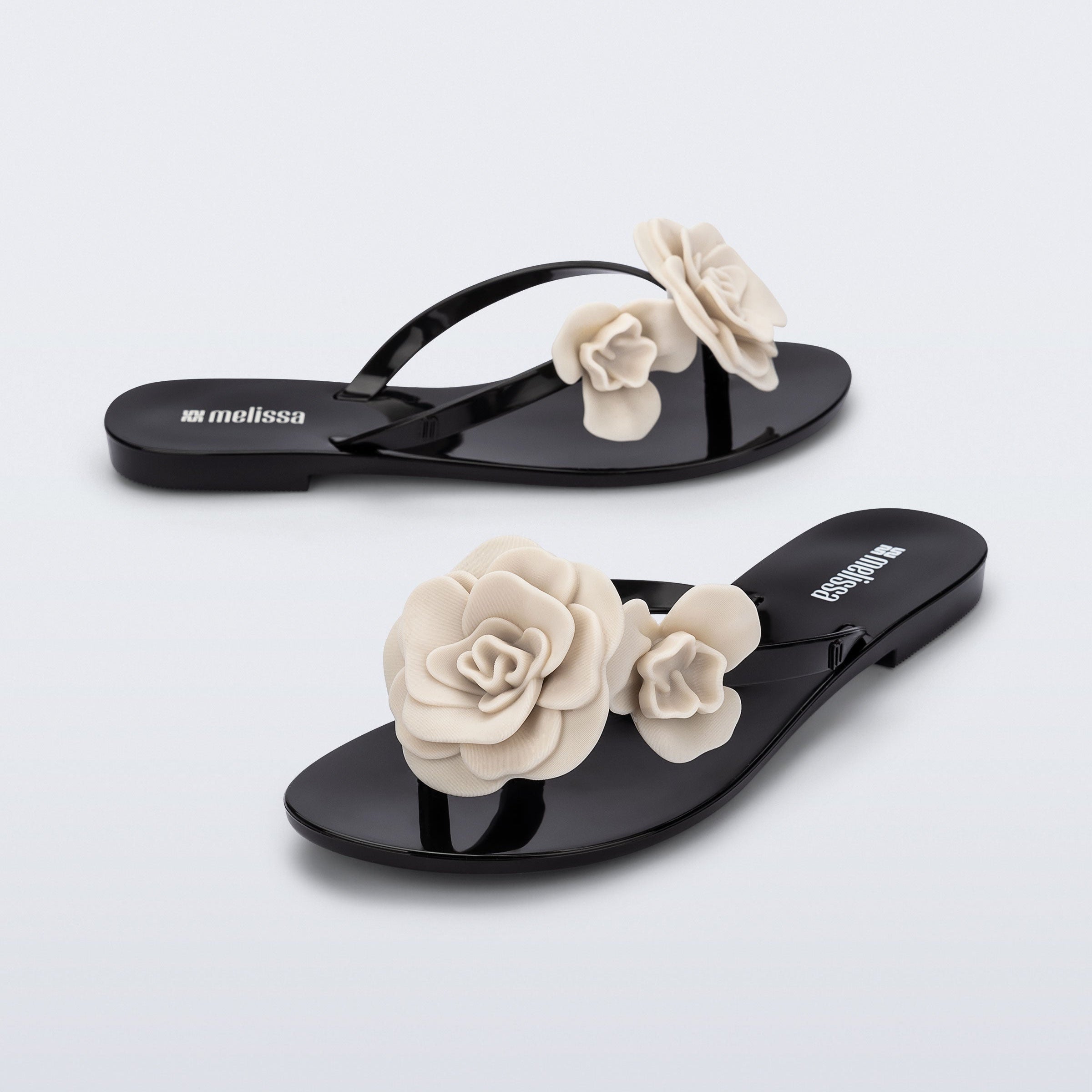 Melissa Harmonic Petals AD Black/ Beige Japonki Damskie Czarne
