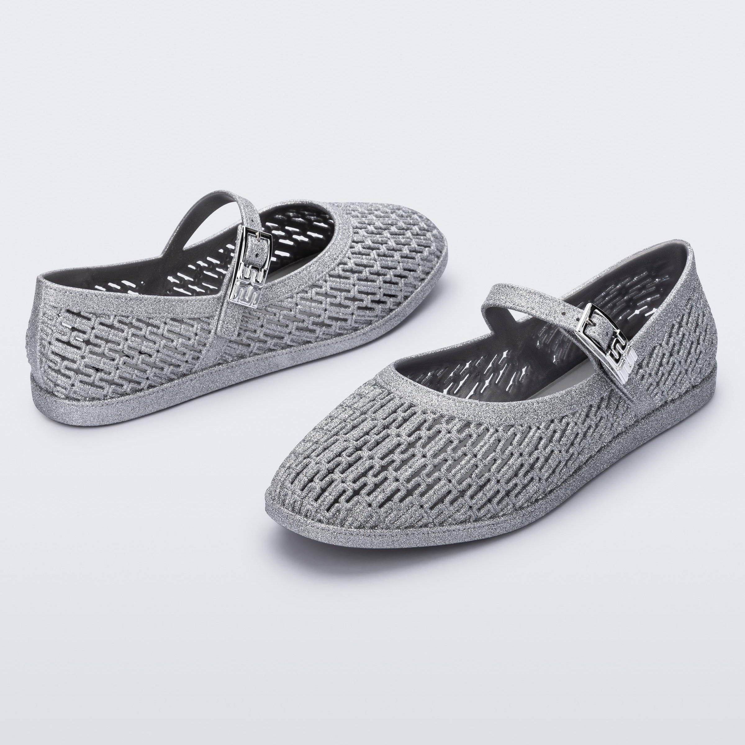 Melissa Harper Glitter Ad Glitter Silver Klapki Damskie Srebrne