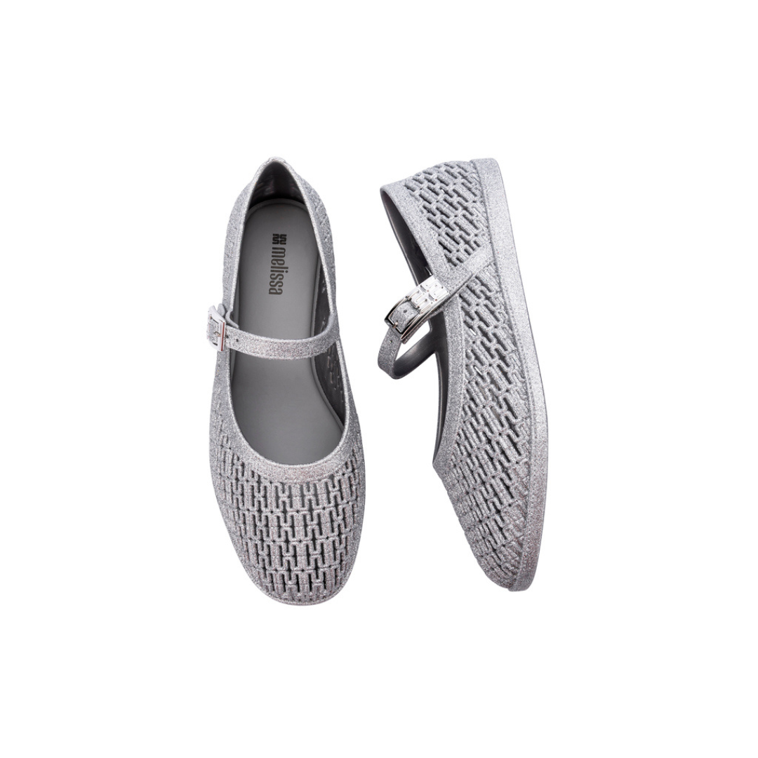 Melissa Harper Glitter Ad Glitter Silver Klapki Damskie Srebrne