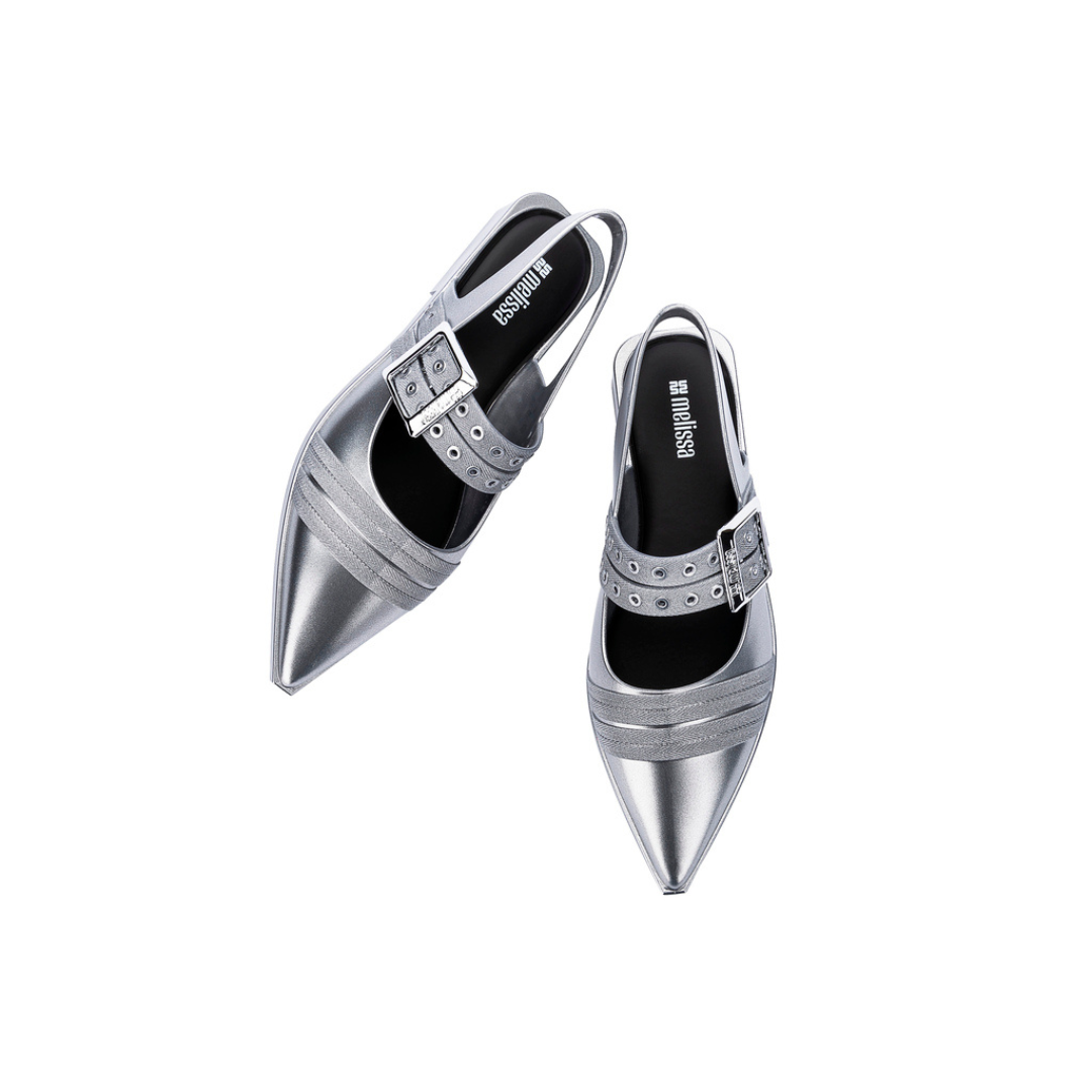 Melissa Ladylike Ad Silver/Black Sandały Damskie Srebrne