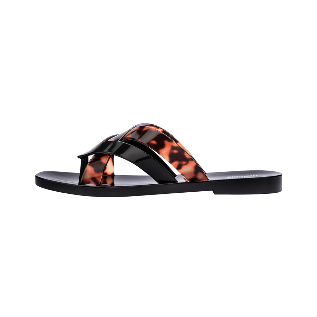 Melissa Lana Flip Flop Ad Black/Tortoiseshell Klapki Damskie Czarne Panterka