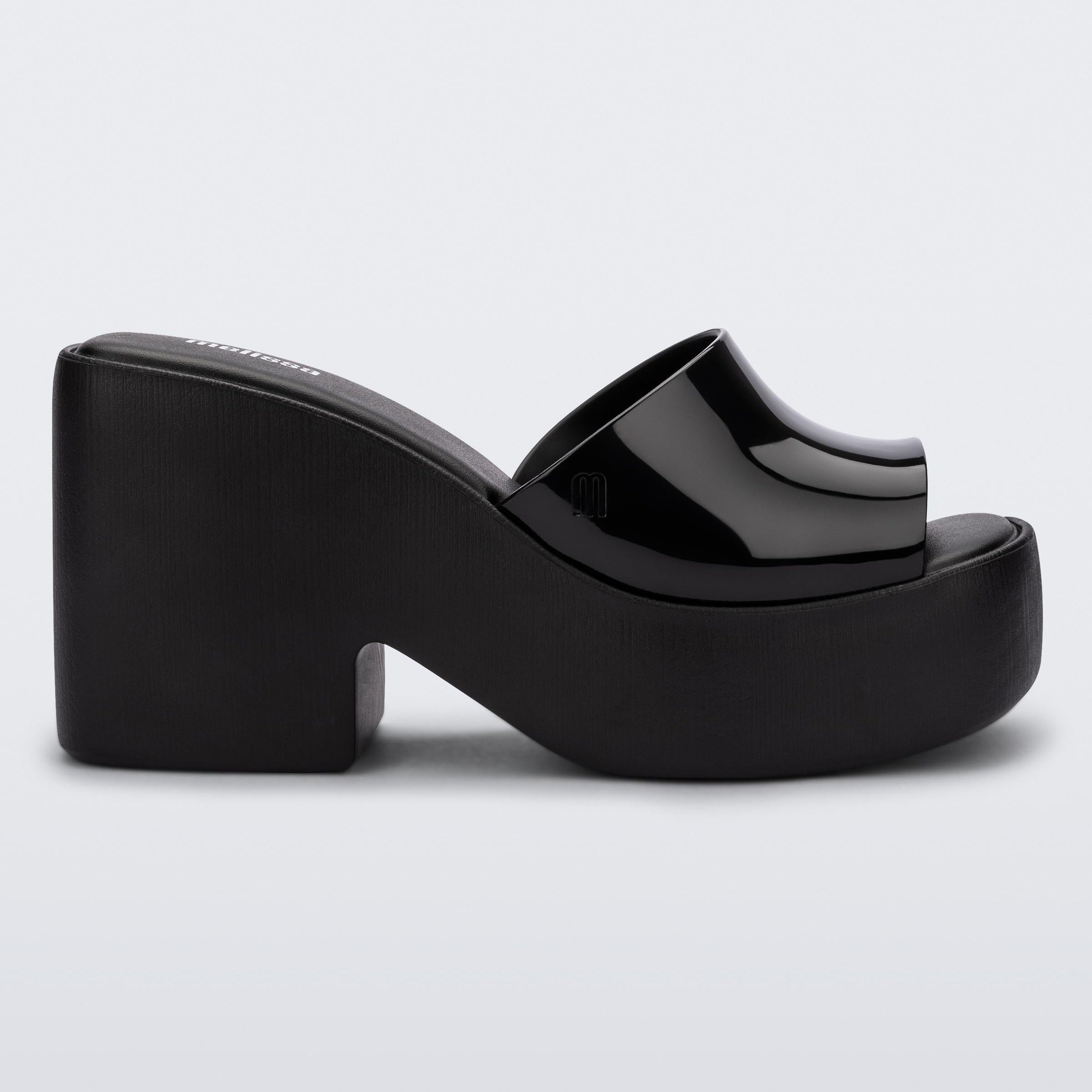 Melissa Posh AD Black Klapki Damskie Na Obcasie Czarne